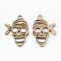 Pirate Skull Metal Charm 2 Finish Options Craft Supply view 2