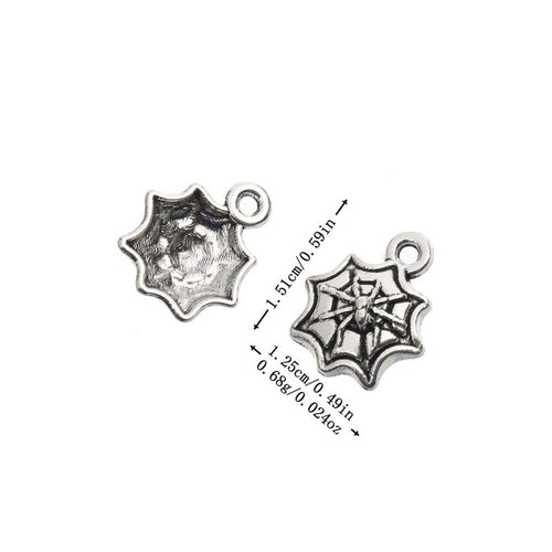 Spider and Web Charm Assortment front and reverse details on a white background