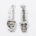 Skull Fishbone Charm In 2 Metal Finishes For Jewelry Making view 2