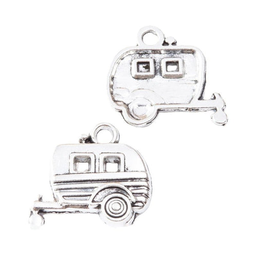 Close view showing the front and reverse details of the camper trailer charm