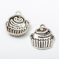 Swirl Top Cupcake Charms in Two Antique Metal Finishes view 2