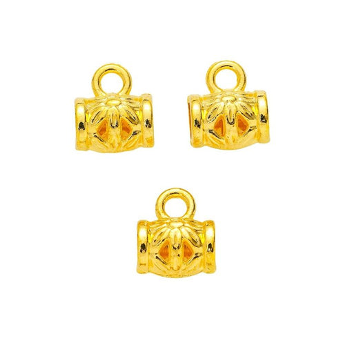 Gold cutout floral slider bead with loop shown in product image 2