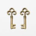 Fleur De Lis Key Vintage Metal Charm Pendant for Jewelry Making view 2
