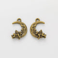 Crescent Moon and Cherub Metal Charm in Two Antique Finishes view 2