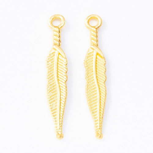Close view of the long feather front and reverse