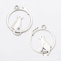 Cat In Circle Metal Charm 2 Finish Options Craft Supply view 2