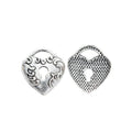 Heart Padlock Metal Charms in Antique Bronze and Silver Finishes view 2