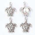 Filigree Shell Turtle Connector Charms in Antique Silver view 2