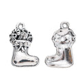 Antique Silver Christmas Stocking Charm with Textured Cuff view 2