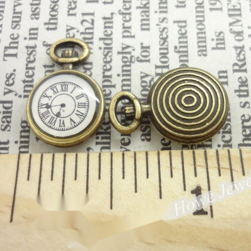 Close view of the round clock face front and reverse
