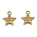 I Love You Star Metal Charms in Two Finishes Jewelry Making Pendants view 2