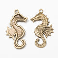 Detailed Seahorse Metal Charms in Two Antique Finishes view 2
