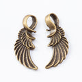 Vintage Style Metal Curved Feather Wing Charm in 3 Metal Finishes view 2