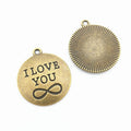 I Love You Infinity Disc Metal Charm Pendant in 3 Finishes for DIY Jewelry view 2