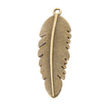 Long Textured Feather Metal Charms in 2 Pictured Finishes view 2