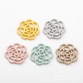 Layered Openwork Rose Flower Charm in Five Pastel Colors view 2