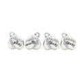 Love Heart Large Hole Bead in Antique Silver Tone Jewelry Making Component view 2