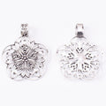 Antique Metal Filigree Flower Medallion Pendant With Textured Detail, 2 Finishes view 2
