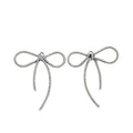 Antique Silver Long Tail Ribbon Bow Metal Pendant Charm view 2
