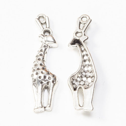Giraffe metal component, front and reverse detail on white