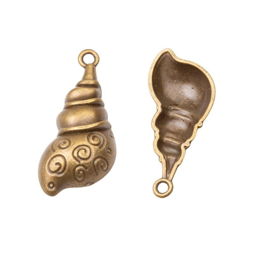 Spiral Seashell Charm front and reverse detail view