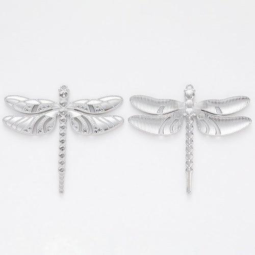Slender Dragonfly Charm front and reverse details on a white background