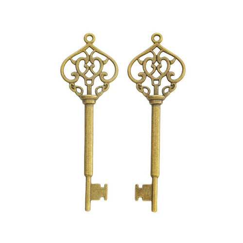 Close view of Ornate Key metal shape and surface detail