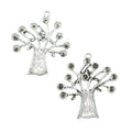 Silver Tone Tree Pendant with Round Branch Tips and Top Loop view 2
