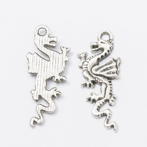 Side Profile Dragon Charm front and reverse details on a white background