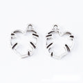 Open Monstera Leaf Metal Bezel Charm in Two Antique Finishes view 2