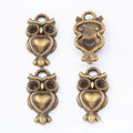 Heart Belly Owl Metal Charms in Two Antique Finishes view 2