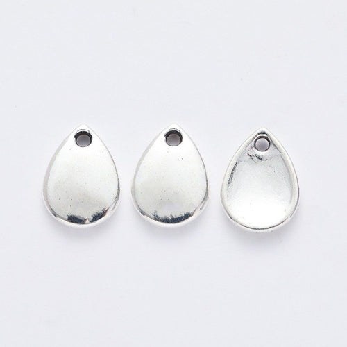 Teardrop Blank Metal Tag Charms close product view showing form and surface detail