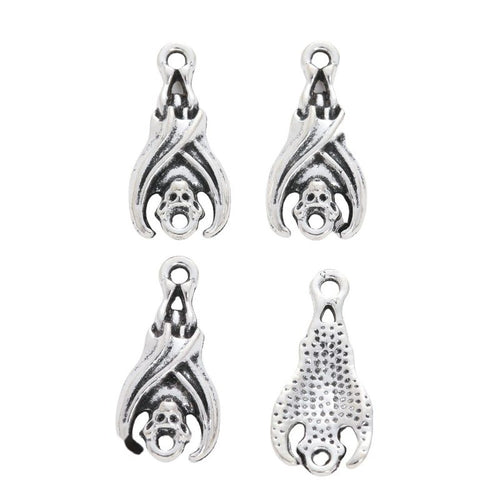 Grouped front and back views showing the details of teardrop bat charms