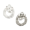 Leafy Bow Wreath Metal Charm in 2 Pictured Finishes view 2
