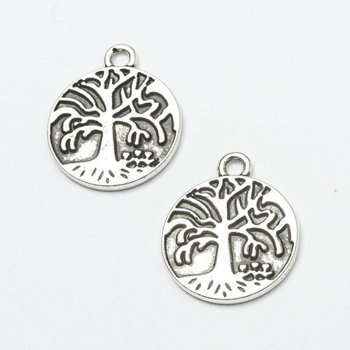 Round Tree of Life Charm front and reverse details on a white background