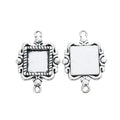 Ornate Square Cabochon Connector Settings in Two Finishes view 2