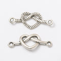 Antique Metal Interlocking Heart Connector With Textured Detail, 2 Finishes view 2