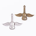 Winged Guitar Metal Charms in Antique Bronze and Silver view 2
