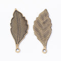 Long Veined Leaf Metal Charms in 2 Pictured Finishes view 2