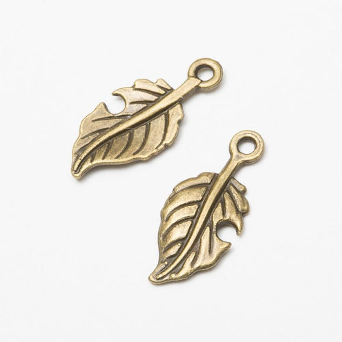 Product photo 2 of the veined leaf charm highlighting its slender leaf silhouette with raised central and side veins