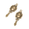 Ornate Hand Mirror Frame Metal Charm in Two Antique Finishes view 2