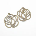 Openwork Rose Metal Charm Pendant For Jewelry Making And Craft Projects view 2