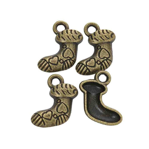 Front detail of patterned christmas stocking metal charm