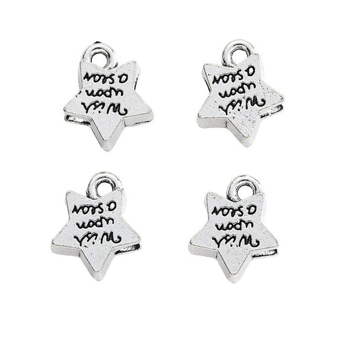 Antique Silver wish upon a star charm shown in product image 2