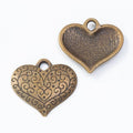 Antique Double Sided Filigree Heart Metal Charms Jewelry Findings view 2