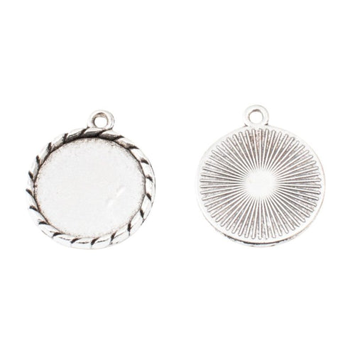 Metal serrated-edge round setting, front detail shown in the product image