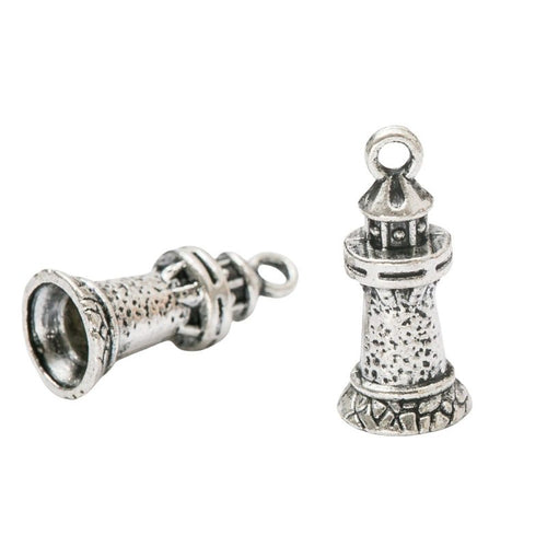 Detailed Lighthouse Charm front and reverse details on a white background