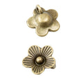 Five Petal Flower Bead Caps in Two Antique Metal Finishes view 2