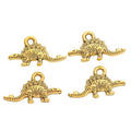 Stegosaurus Dinosaur Metal Charm in Textured Metal for Jewelry Making view 2