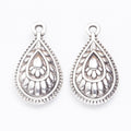 Teardrop Peacock Feather Pendants in 2 Metal Finish Options view 2